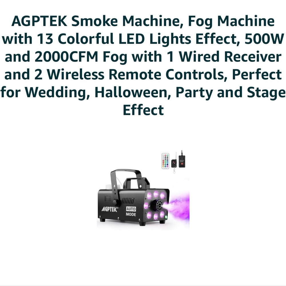 AGPTEK Smoke Machine with LED Lights